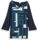 Thumbnail - TOM TAILOR Damen Plus Size - Langarmshirt im Material-Mix, blau, Gemustert, Gr. 46