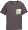 TOM TAILOR DENIM Herren T-Shirt mit Print aus Baumwolle, grau, Uni, Gr. XS