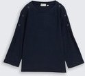 TOM TAILOR Damen Langarmshirt mit Knopf-Details, blau, Uni, Gr. XXL