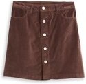 Thumbnail - TOM TAILOR DENIM Damen Mini-Rock aus Samt mit Knopfleiste, braun, Uni, Gr. XL