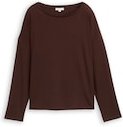 Thumbnail - TOM TAILOR Damen Loose Fit Langarmshirt mit Rippstruktur, braun, Uni, Gr. XS