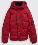 TOM TAILOR Herren Puffer-Jacke mit abnehmbarer Kapuze, rot, Uni, Gr. M