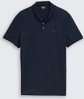 TOM TAILOR Herren Fitted Poloshirt mit Logo-Print, blau, Uni, Gr. S
