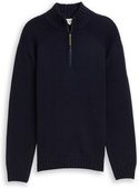 Thumbnail - TOM TAILOR Herren Troyer Strickpullover mit Ripp-Details, blau, Meliert, Gr. M