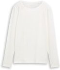 TOM TAILOR Damen Basic Langarmshirt, weiß, Uni, Gr. XS