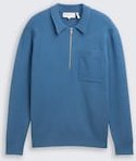 TOM TAILOR DENIM Herren Relaxed Fit Strickpullover mit Polokragen, blau, Uni, Gr. XL