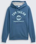 TOM TAILOR Herren Hoodie Sweatshirt mit Logo-Print, blau, Logo Print, Gr. S