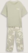 TOM TAILOR Damen Pyjama-Set mit Allover-Print, grün, Geblümt, Gr. S/36