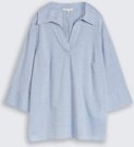 TOM TAILOR Damen Plus Size - Loose Fit Bluse mit Stickerei, blau, Gepunktet, Gr. 54