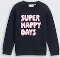 TOM TAILOR Mädchen Sweatshirt mit Glitzer-Print, blau, Uni, Gr. 116/122