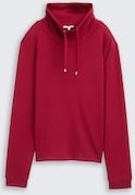 TOM TAILOR Damen Scuba Sweatshirt mit Stehkragen, rot, Uni, Gr. XS