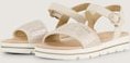 TOM TAILOR Damen Flache Sandalen mit Flechtmuster, gold, Uni, Gr. 39