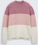 TOM TAILOR DENIM Damen Strickpullover mit Colour Blocking, rosa, Colour Blocking, Gr. S