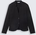 TOM TAILOR Damen Slim Fit Blazer mit Ottoman Struktur, schwarz, Uni, Gr. XL