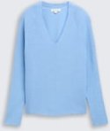 Thumbnail - TOM TAILOR Damen Strickpullover mit V-Ausschnitt, blau, Uni, Gr. S
