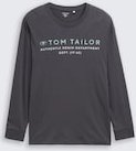 TOM TAILOR Herren Plus Size - Langarmshirt mit Logo-Print, schwarz, Uni, Gr. 3XL