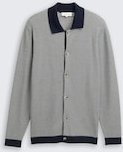TOM TAILOR Herren Strickjacke mit Polokragen, blau, Gestreift, Gr. M