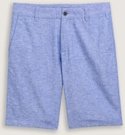 TOM TAILOR DENIM Herren Relaxed Shorts mit Leinenanteil, blau, Meliert, Gr. S