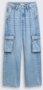 TOM TAILOR Mädchen Wide Leg Cargo Jeans, blau, Uni, Gr. 134