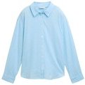 TOM TAILOR DENIM Damen Loose Fit Seersucker Hemdbluse mit Streifenmuster, blau, Gestreift, Gr. XL
