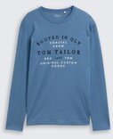 TOM TAILOR Herren Langarmshirt mit Logo-Print, blau, Uni, Gr. XXL