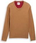 Thumbnail - TOM TAILOR Herren Strickpullover mit V-Ausschnitt aus Baumwolle, braun, Meliert, Gr. M