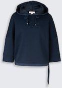 TOM TAILOR Damen Hoodie Sweatshirt aus Scuba, blau, Uni, Gr. XS
