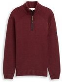 Thumbnail - TOM TAILOR Herren Troyer Strickpullover mit Ripp-Details, rot, Meliert, Gr. XXL