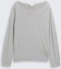 TOM TAILOR Damen Strickpullover mit U-Boot-Ausschnitt, grau, Meliert, Gr. M