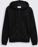 TOM TAILOR DENIM Herren Hoodie Sweatjacke mit Logo-Print, schwarz, Uni, Gr. M