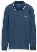 Thumbnail - TOM TAILOR Herren Langarm Piqué Poloshirt mit Logo-Print, blau, Meliert, Gr. M