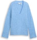 TOM TAILOR Damen Oversize Strickpullover mit Wollanteil, blau, Meliert, Gr. XXXL