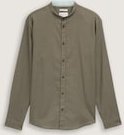 TOM TAILOR Herren Regular Fit Hemd mit Leinenanteil, grün, Uni, Gr. XXXL