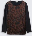 TOM TAILOR Damen Plus Size - Loose Fit Langarmshirt mit Leo-Print, braun, Animalprint, Gr. 44
