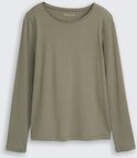 TOM TAILOR Damen Basic Langarmshirt, grün, Uni, Gr. L