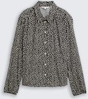 TOM TAILOR DENIM Damen Hemdbluse mit Muster, schwarz, Gepunktet, Gr. XXL