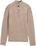 TOM TAILOR Herren Cosy Troyer Strickpullover mit Reißverschluss, braun, Uni, Gr. L