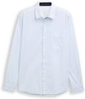 TOM TAILOR Herren Fitted Hemd aus Baumwolle, blau, Gestreift, Gr. XL