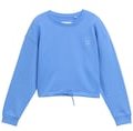 TOM TAILOR Mädchen Cropped Sweatshirt mit Stickerei, blau, Uni, Gr. 152