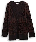 TOM TAILOR Damen Plus Size - Loose Fit Cardigan mit Leo-Muster, braun, Animalprint, Gr. 46
