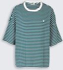 TOM TAILOR Damen Oversize T-Shirt mit Streifenmuster, grün, Gestreift, Gr. S