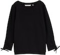 TOM TAILOR DENIM Damen Sweatshirt mit Raffärmeln, schwarz, Uni, Gr. XL