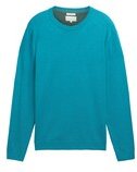 TOM TAILOR Herren Basic Strickpullover aus Baumwolle, blau, Uni, Gr. XXXL