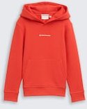 TOM TAILOR Jungen Hoodie Sweatshirt mit Logo-Print, rot, Uni, Gr. 128/134