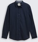TOM TAILOR Herren Regular Fit Hemd mit Stretch, blau, Uni, Gr. S