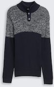 TOM TAILOR Herren Troyer Strickpullover mit Knopfleiste, weiß, Meliert, Gr. S
