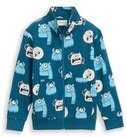 Thumbnail - TOM TAILOR Jungen Sweatjacke mit Allover-Print, blau, Gemustert, Gr. 116/122