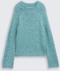 TOM TAILOR Damen Loose Fit Strickpullover mit Wollanteil, blau, Meliert, Gr. L