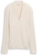 Thumbnail - TOM TAILOR Damen Cosy Langarmshirt mit V-Ausschnitt, beige, Meliert, Gr. L