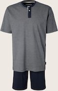 TOM TAILOR Herren Pyjama-Set aus Baumwolle, blau, Meliert, Gr. 54/XL